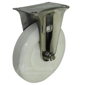 5" x 1-1/4" White Polyolefin Steel Rigid Caster (Matching Rigid Caster for Sealed Swivel Casters)- 350 Lbs Capacity