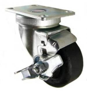 3" x 1-3/8" High Temp Wheel Nylon Wheel Swivel Brake Caster - 350 Lbs Capacity