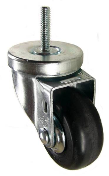 3" x 1-1/4" Neoprene Wheel Swivel Caster, 3/8"-16 x 1-1/2" Threaded Stem - 200 lbs Capacity