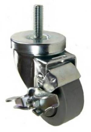 3" x 1-1/4" Thermoplastic Rubber Wheel Swivel Brake Caster, 1/2"-13 x 1-1/2" Threaded Stem - 300 lbs Capacity