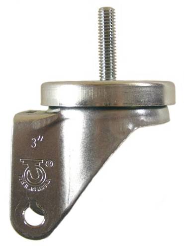 3" x 1-1/4" Swivel Caster Rig with 3/8"-16 x 1-1/2" Threaded Stem - 350 Lbs Capacity