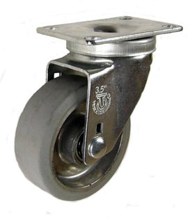 3-1/2" x 1-1/4" Rubber on Aluminum Wheel Swivel Caster - 250 Lbs Capacity