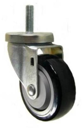 3-1/2" x 1-1/4" Polyurethane Wheel Swivel Caster with 1/2" Threaded Stem - 300 Lbs Capacity