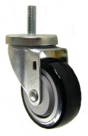 3-1/2" x 1-1/4" Polyurethane Wheel Swivel Caster with 1/2" Threaded Stem - 300 Lbs Capacity