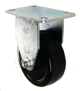 3-1/2" x 1-1/4" Hard Rubber Rigid Caster - 300 Lbs Capacity