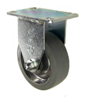 3-1/2" x 1-1/4" Rubber on Aluminum Rigid Caster - 250 Lbs Capacity
