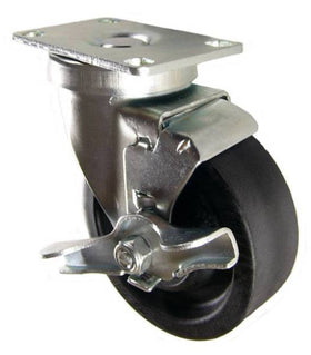 4" x 1-1/2" High Temp Nylon Wheel Swivel Brake Caster - 350 Lbs Capacity