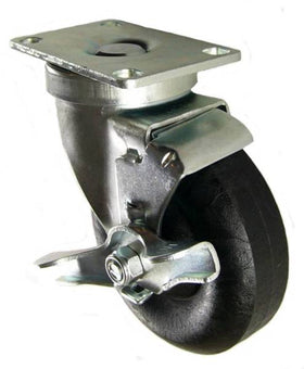 4" x 1-3/8" High Temp Nylon Donut Wheel Swivel Caster with brake - 350 Lbs Capacity