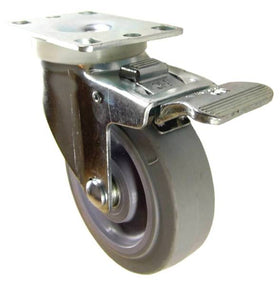 4" x 1-1/4" Thermoplastic Rubber Swivel Caster with Total Lock Brake - 320 Lbs Capacity