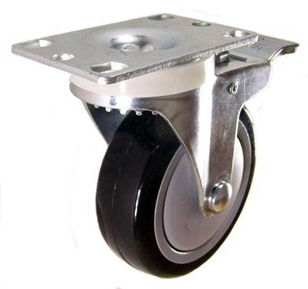 4" x 1-1/4" Polyurethane Swivel Caster with Total Lock Brake - 350 Lbs Capacity