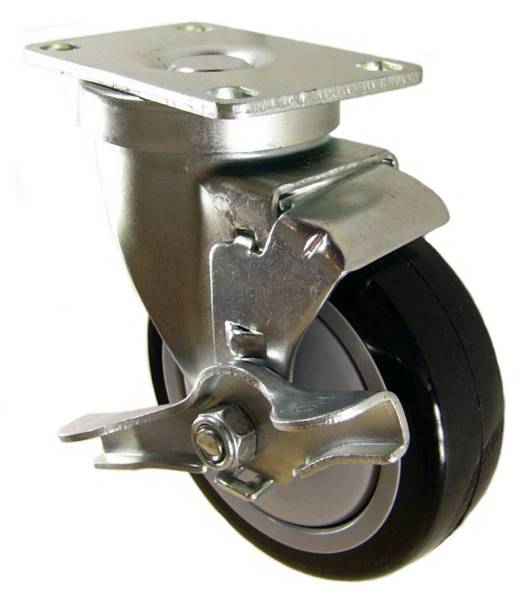 4" x 1-1/4" Polyurethane Swivel Caster with Top Lock Brake - 350 Lbs Capacity