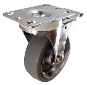 4" x 1-1/4" Rubber on Aluminum Swivel Caster with Total Lock Brake - 250 Lbs Capacity