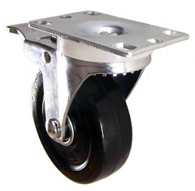 4" x 1-1/4" Hard Rubber (Ball Bearings) Swivel Caster with total lock brake - 350 Lbs Capacity