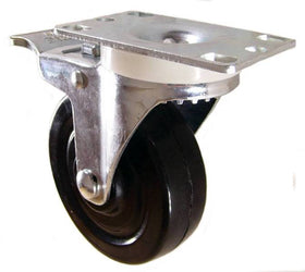4" x 1-1/4" Heavy Duty Plastic Wheel Swivel Caster with Total Lock Brake - 350 Lbs Capacity