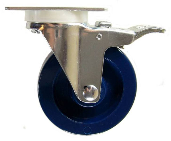 4" x 1-1/4" Solid Polyurethane Swivel Caster with total lock brake - 350 Lbs Capacity