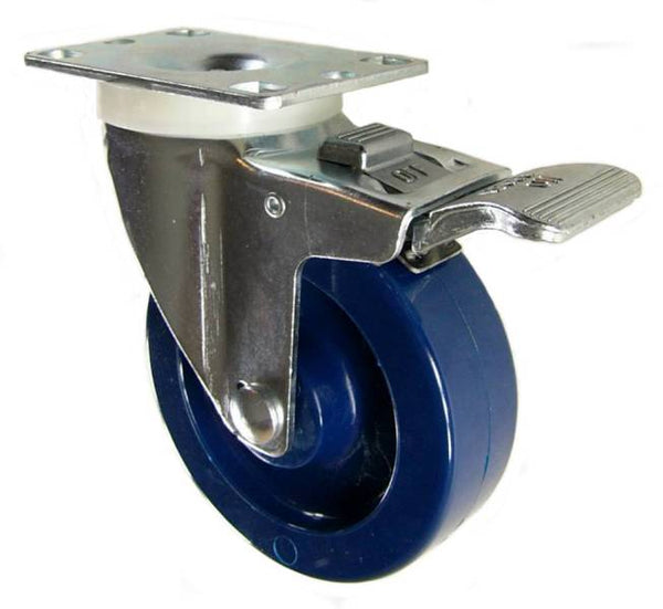 4" x 1-1/4" Solid Polyurethane Swivel Caster with total lock brake - 350 Lbs Capacity
