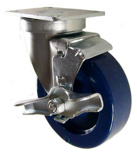 4" x 1-1/4" Solid Polyurethane Swivel Brake Caster - 350 Lbs Capacity