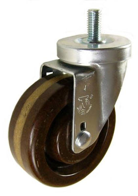 4" x 1-1/4" High Temp Phenolic Wheel  Swivel Caster with 1/2" Threaded Stem - 350 Lbs Capacity