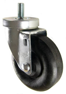 4" x 1-1/4" High Temp Round Tread Wheel Swivel Caster with 1/2" Threaded Stem - 350 Lbs Capacity