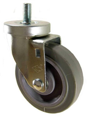 4" x 1-1/4" Thermoplastic Rubber (TPR) Wheel Swivel Caster with 1/2" x 1" Long Threaded Stem - 320 lbs Capacity