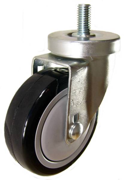 4" x 1-1/4" Polyurethane Wheel Swivel Caster with 1/2" Threaded Stem - 350 Lbs Capacity