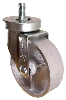 4" x 1-1/4" Semi-Steel Wheel Swivel Caster with 1/2" Threaded Stem - 350 Lbs Capacity