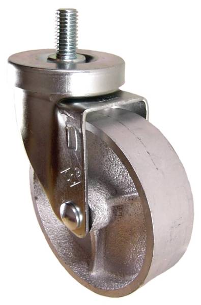 4" x 1-1/4" Semi-Steel Wheel Swivel Caster with 1/2" Threaded Stem - 350 Lbs Capacity