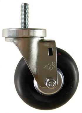 4" x 1-1/4" Neoprene Wheel Swivel Caster with 1/2" Threaded Stem - 200 Lbs Capacity