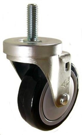 4" x 1-1/4" Polyurethane Wheel Swivel Caster with 1/2" Threaded Stem - 350 Lbs Capacity