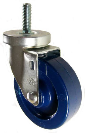 4" x 1-1/4" Solid Polyurethane Wheel Swivel Caster with 1/2" Threaded Stem - 350 Lbs Capacity