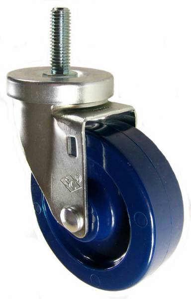 4" x 1-1/4" Solid Polyurethane Wheel Swivel Caster with 1/2" Threaded Stem - 350 Lbs Capacity