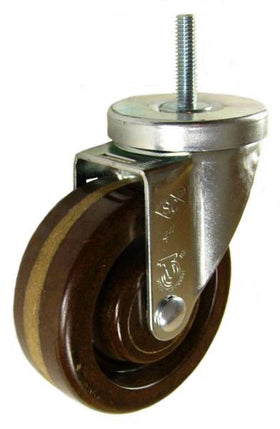 4" x 1-1/4" High Temp Phenolic Wheel  Swivel Caster with 3/8" Threaded Stem - 350 Lbs Capacity