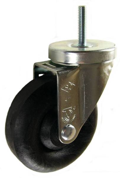4" x 1-1/4" High Temp Round Tread Wheel Swivel Caster with 3/8" Threaded Stem - 350 Lbs Capacity