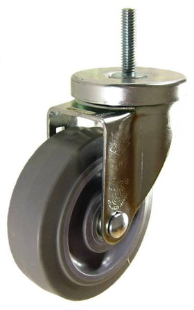 4" x 1-1/4" Thermoplastic Rubber (TPR) Wheel Swivel Caster with 3/8" Threaded Stem - 320 lbs Capacity