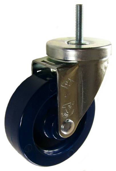 4" x 1-1/4" Solid Polyurethane Wheel Swivel Caster with 3/8" Threaded Stem - 350 Lbs Capacity