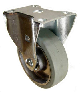 4" x 1-1/4" Rubber on Aluminum Wheel Rigid Caster - 250 Lbs Capacity