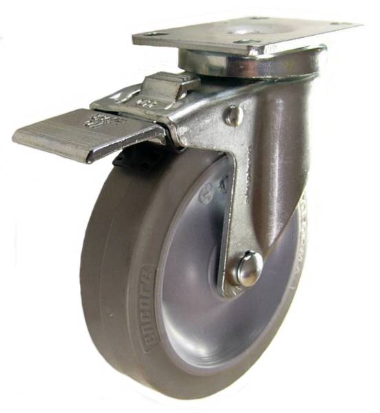 5" x 1-1/4" Thermoplastic Rubber Swivel Caster with Total Lock Brake - 350Lbs Capacity