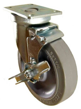 5" x 1-1/4" Thermoplastic Rubber Swivel Caster with Top Lock Brake - 350 Lbs Capacity