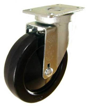 5" x 1-1/4" Hard Rubber Wheel Swivel Caster - 300 Lbs Capacity