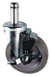 5" x 1-1/4" Thermoplastic Rubber Wheel Caster with Brake & 7/8" x 2-3/16" Grip Ring Stem - 260 Lbs Capacity