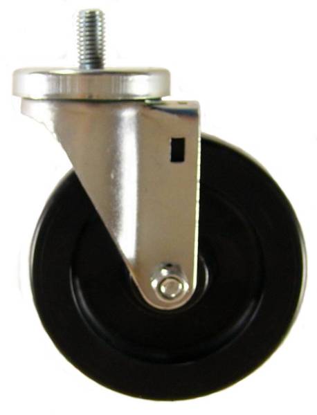 5" x 1-1/4" Heavy Duty Plastic Wheel Swivel Caster with 1/2" Threaded Stem - 350 Lbs Capacity