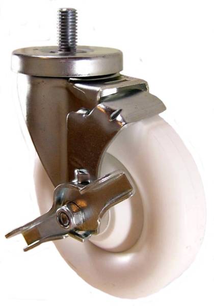 5" x 1-1/4" Retort Wheel Swivel Caster with 1/2" Threaded Stem & Brake - 350 Lbs Capacity