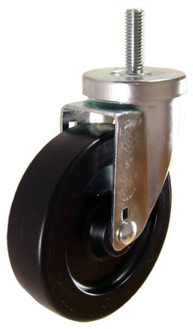 5" x 1-1/4" Heavy Duty Plastic Wheel Swivel Caster with 1/2" Threaded Stem - 350 Lbs Capacity