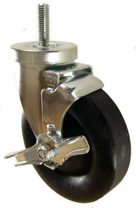5" x 1-3/8" High Temp Wheel Swivel Caster with 1/2" Threaded Stem & Brake - 350 Lbs Capacity