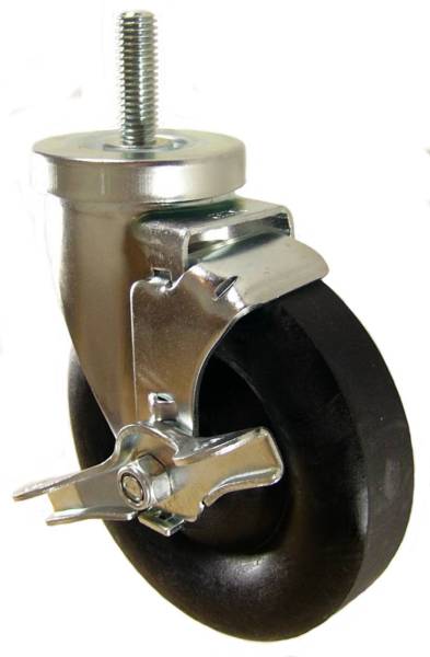 5" x 1-3/8" High Temp Wheel Swivel Caster with 1/2" Threaded Stem & Brake - 350 Lbs Capacity
