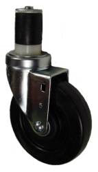 5" x 1-1/4" Hard Rubber with Swivel Caster - Select Expanding Stem Size - 300 Lbs Capacity