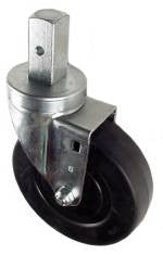 5" x 1-1/4" Soft Rubber Wheel Caster with 7/8" Square Stem - 200 Lbs Capacity