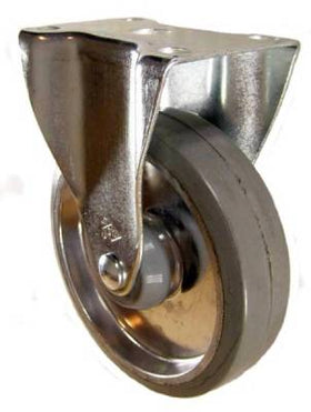 5" x 1-1/4" Rubber on Aluminum Wheel Rigid Caster - 275 Lbs Capacity