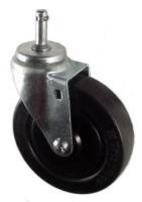 5" x 1-1/4" Soft Rubber Wheel Caser with 7/16" x 1-1/2" Grip Ring Stem - 200 Lbs Capacity