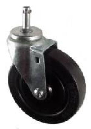 5" x 1-1/4" Soft Rubber Wheel Caser with 7/16" x 1-1/2" Grip Ring Stem - 200 Lbs Capacity